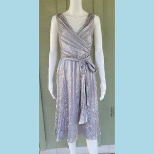 JOHN ROCHA Silver Gray Crinkled Dress UK 14 or US 10